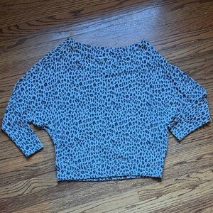 lovestitch Gray, Black an brown Leopard Knit Top with Brown Accents